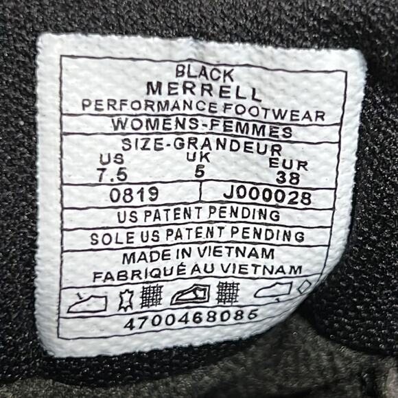 Merrell Addison Black Suede Fleece Lined Waterproof Sneakers Womens Size 7.5 - Picture 11 of 11